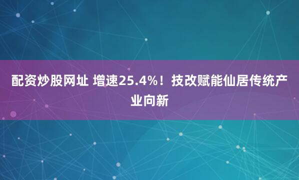 配资炒股网址 增速25.4%！技改赋能仙居传统产业向新